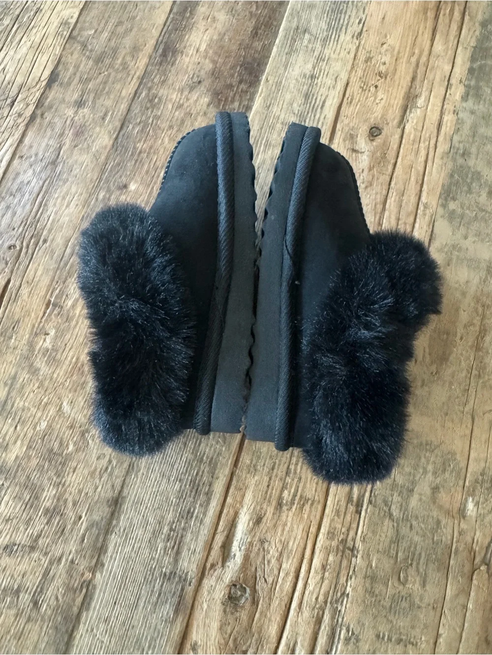Toddler Piper Faux Fur Cuff Scuff Slippers - Cat & Jack™ Jet Black 7